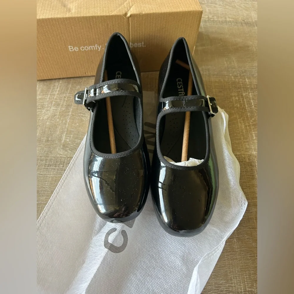 Cestfini Classic Black Mary Jane Flat, Sz 10 - Picture 2 of 10